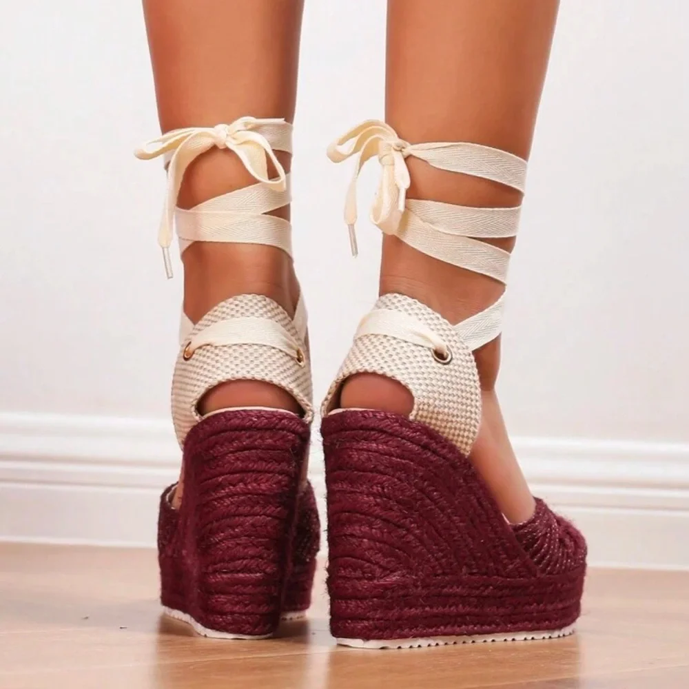 Women's D'ovsay Wedge Sandals, Woven Ankle Strap Espadrille Platform Shoes,